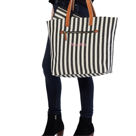 Pottery Barn Kids Striped Mason Diaper Tote Bag pockets canvas - Picture 11 of 12